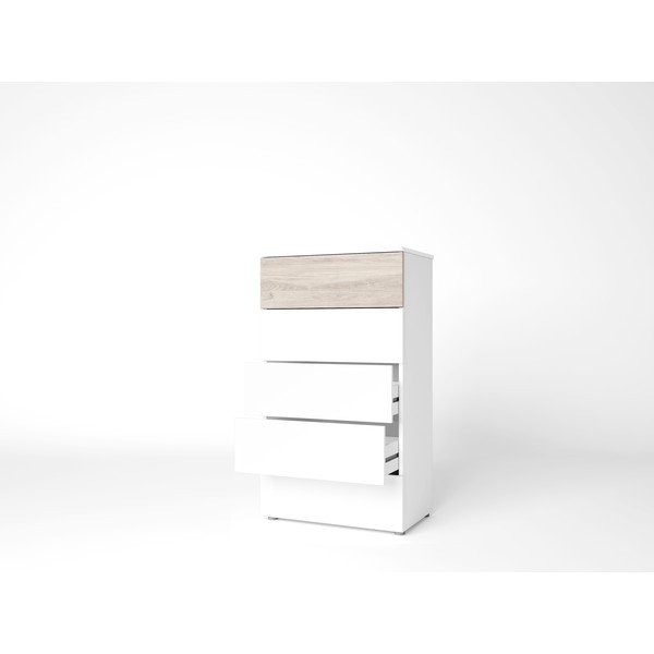 Balta augsta kumode ar ozolkoka imitāciju 62x111 cm Sahara – Marckeric-image-3