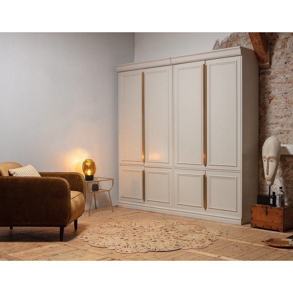 Gaiši pelēks priedes masīvkoka drēbju skapis 110x215x44 cm Organize – WOOOD-image-4