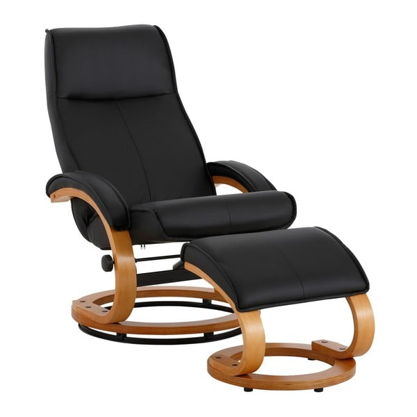 Pelēka krēsla un kāju paliktņa komplekts ar mākslīgās ādas pārvalku Støraa Rika