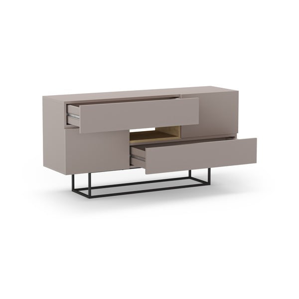 Pelēka/bēša zema kumode 145x82 cm Titan – Marckeric-image-4