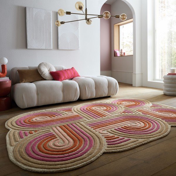 Rozā ar rokām darināts vilnas paklājs 140x200 cm Spiral Shaped  – Flair Rugs-image-1