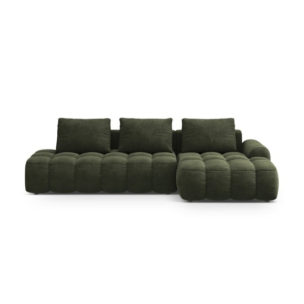 Zaļš samta salokāms/ar uzglabāšanas vietu stūra dīvāns (ar labo stūri/ar zvilni) Linz – Cosmopolitan Design