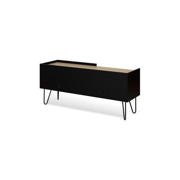 Melna kumode ar plauktu un durvīm TemaHome Nina, 140 x 59 cm-image-3