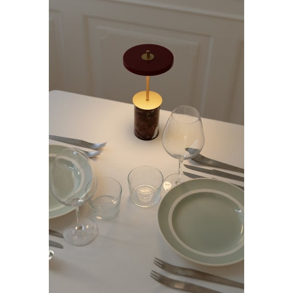 Sarkana marmora LED galda lampa ar regulējamu spilgtumu un metāla abažūru (augstums 25,5 cm) Asteria Move Mini – UMAGE-image-3