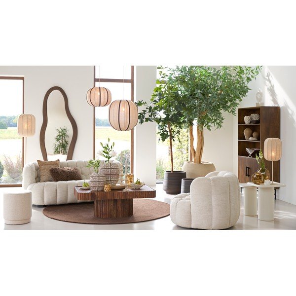 Krēmkrāsas piekaramā lampa ar auduma abažūru Esmiria – Light & Living-image-1