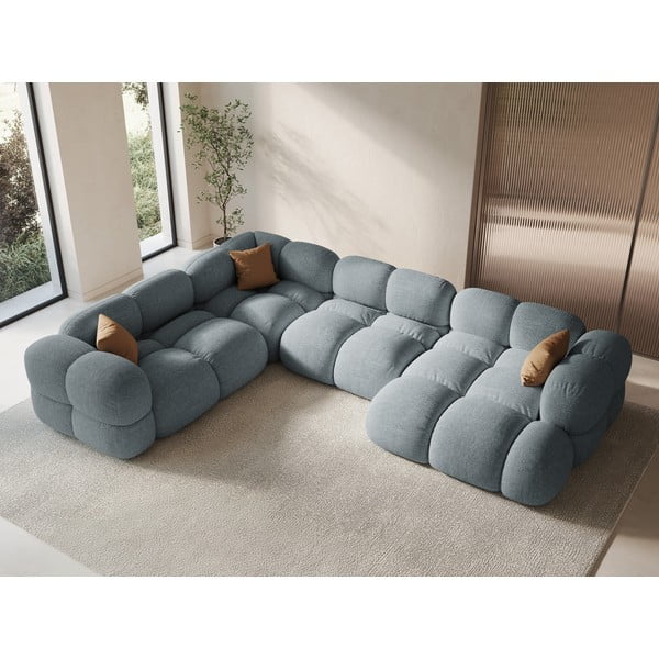 Gaiši zils stūra dīvāns (ar kreiso stūri/U veida) Loretto – Cosmopolitan Design-image-1