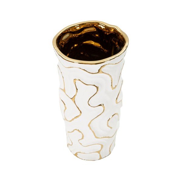 Balta/zelta krāsas keramikas vāze (augstums 25 cm) Adore – Mauro Ferretti-image-2
