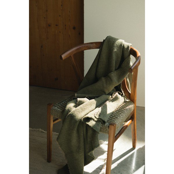 Haki kokvilnas pleds 130x180 cm Handloom – Lorena Canals-image-1