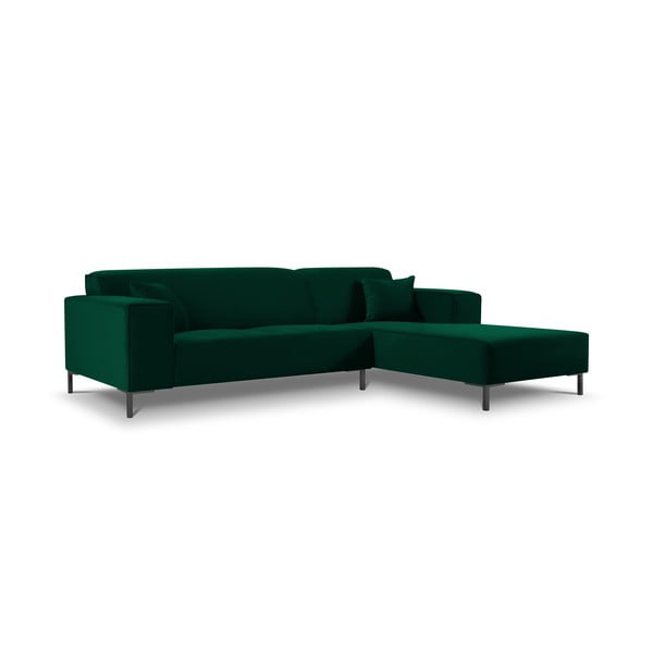 Zaļš samta stūra dīvāns Cosmopolitan Design Siena, labais stūris