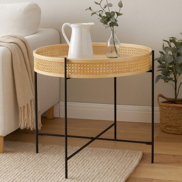 Dabīga toņa rotangpalmas apaļš žurnālgaldiņš ø 60 cm Depok – Premier Housewares-image-1