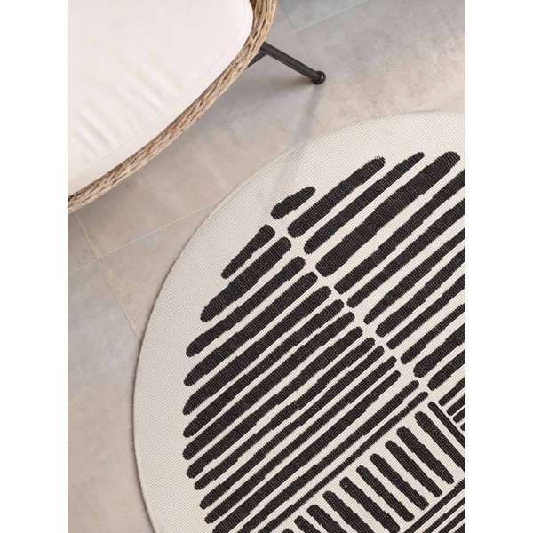 Melns/krēmkrāsas apaļš iekštelpu un āra paklājs ø 160 cm Haringey Bounds – Ted Baker-image-3