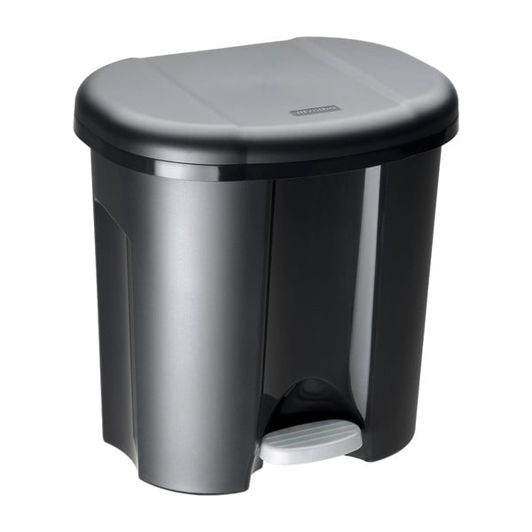Melna pārstrādātas plastmasas atkritumu urna ar pedāli 20 l Duo – Rotho
