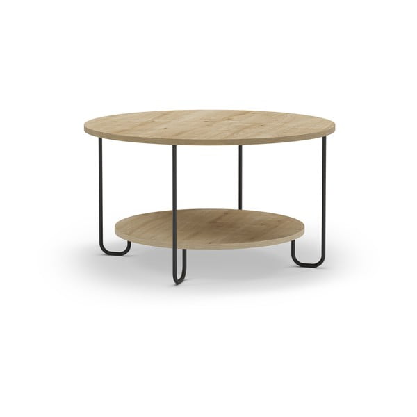 Dabīga toņa apaļš žurnālgaldiņš ar ozolkoka imitācijas galda virsmu ø 80 cm Tonka – Marckeric-image-2