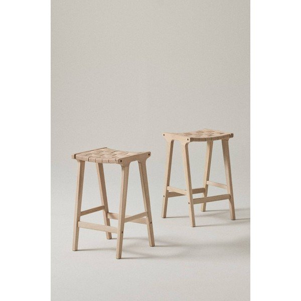 Dabīga toņa ozola masīvkoka bāra taburetes (2 gab.) (sēdekļa augstums 65 cm) Norrebro – Jotex-image-1