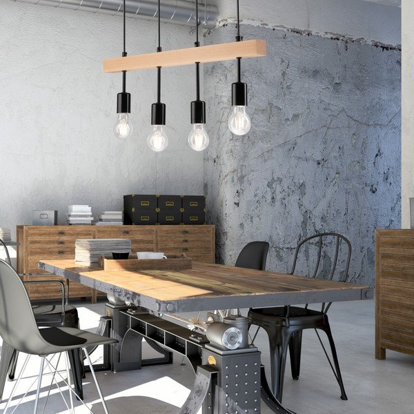 Melna/dabīga toņa piekaramā lampa Orazio – LAMKUR-image-1