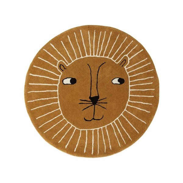 Brūns bērnu paklājs no vilnas maisījuma ø95 cm Lion – OYOY Mini