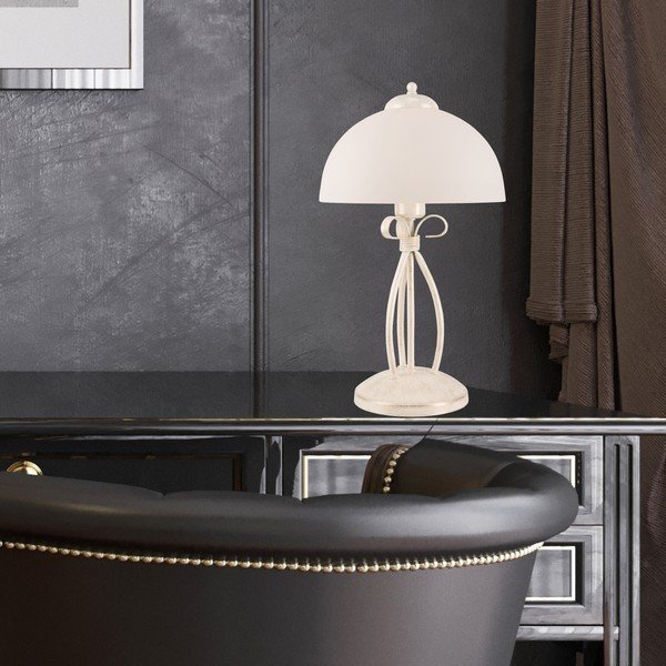Balta galda lampa ar stikla abažūru (augstums 43 cm) Adelle – LAMKUR-image-1