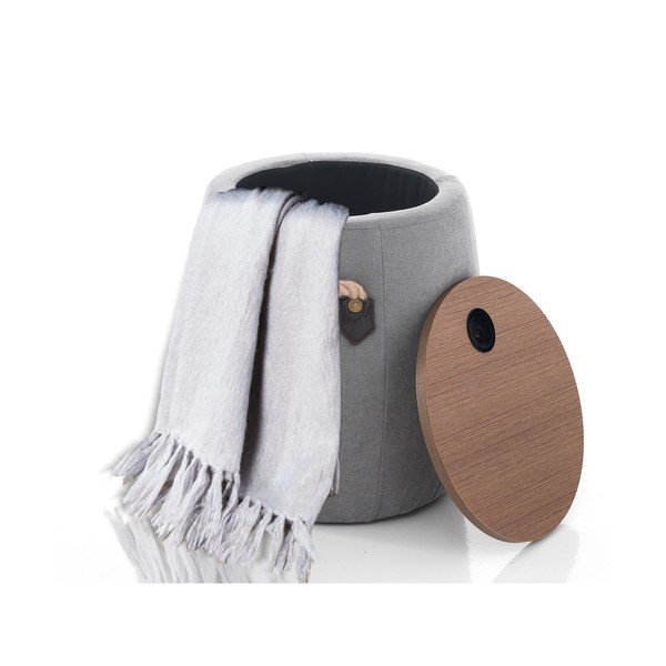 Pelēks pufs ar uzglabāšanas vietu Tomasucci Barril, ø 40 cm-image-2