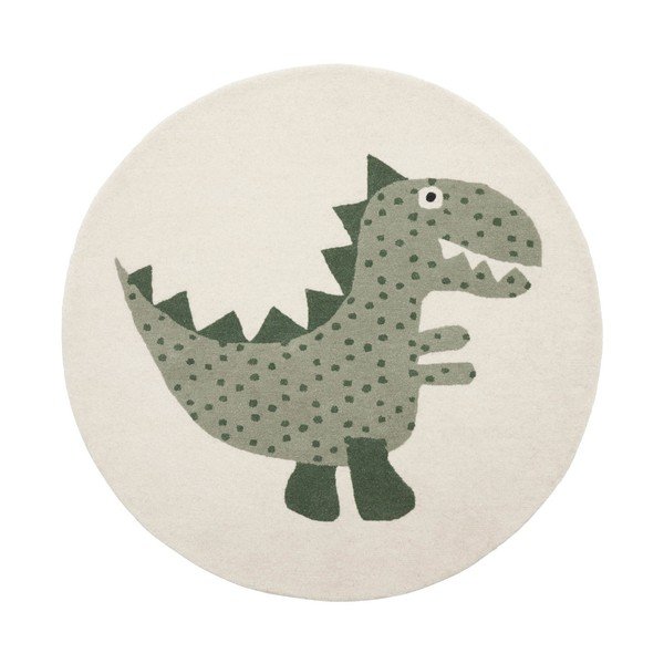 Zaļš ar rokām darināts bērnu paklājs no vilnas maisījuma ø120 cm Theo DIno – OYOY Mini