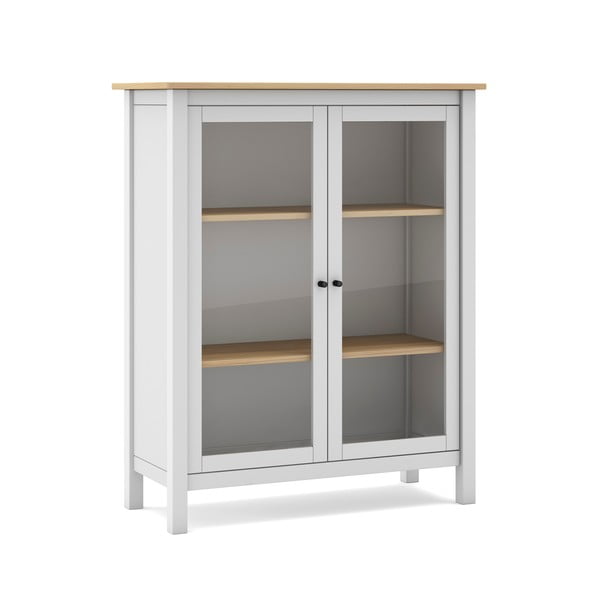 Balta/dabīga toņa priedes vitrīna 90x110 cm Misti – Marckeric-image-2