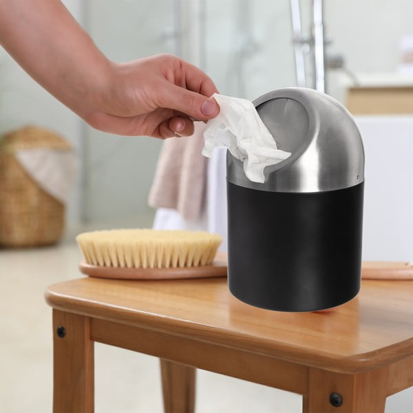 Melna nerūsējošā tērauda atkritumu tvertne 1,2 l BLACK – Orion-image-1