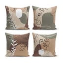 4 dekoratīvo spilvendrānu komplekts Minimalist Cushion Covers Drawing Face, 43 x 43 cm