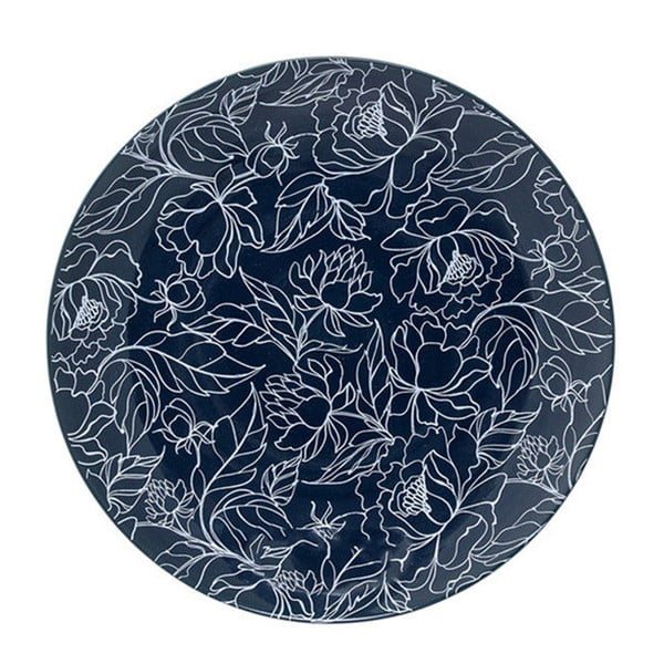 Tumši zils šķīvis Bloomingville Fleur, ⌀ 20 cm