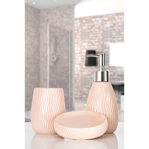 Rozā keramikas vannas istabas piederumu komplekts Merlin – Mioli Decor-image-1