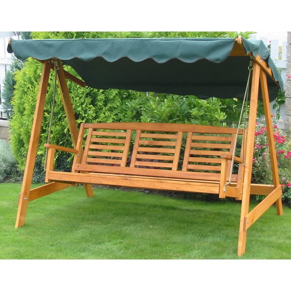 Zaļa/brūna masīvkoka dārza šūpoles Eden – Rojaplast-image-1