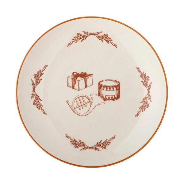 Balts deserta māla šķīvis ar Ziemassvētku motīvu ø 20,5 cm Beth – Bloomingville