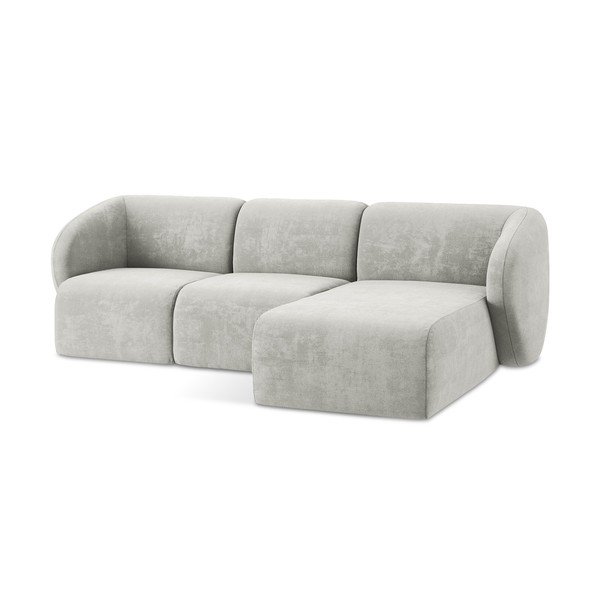 Gaiši pelēks stūra dīvāns no šenila auduma (ar labo stūri/ar zvilni) Lani – Makamii-image-4