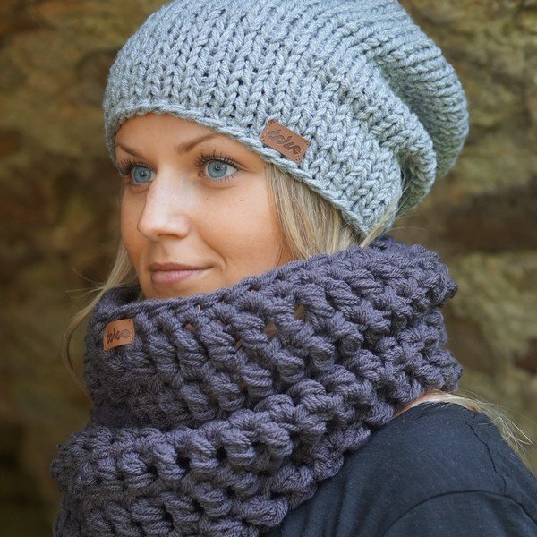 Ar rokām adīta DOKE Grey Beanie cepure-image-1