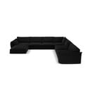 Melns samta stūra dīvāns (ar labo stūri/U veida) Vanda – Mazzini Sofas