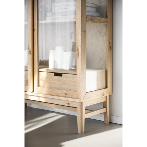 Dabīga toņa vitrīna ar ozolkoka imitāciju un bīdāmām durvīm 100x203 cm Hazelton – Rowico-image-4