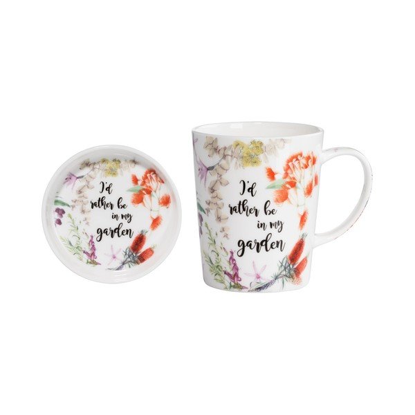 Maxwell & Williams Rather Be kaula porcelāna krūzes un paplātes komplekts, 400 ml