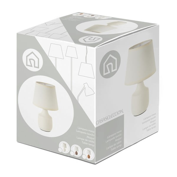 Balta/brūna keramikas galda lampa ar auduma abažūru (augstums 24 cm) – Casa Selección-image-4