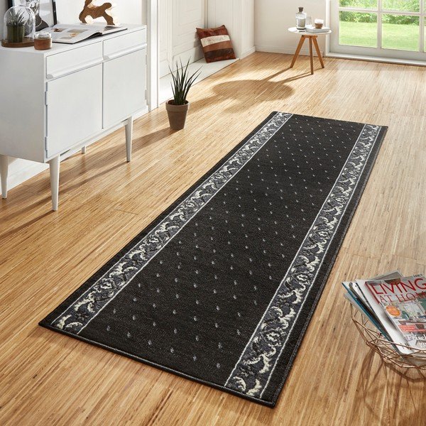 Melns tekneklis ar baltām detaļām Hanse Home Ornaments, 80 x 350 cm-image-1