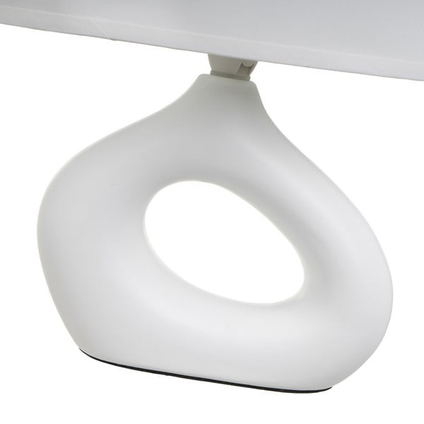 Balta keramikas galda lampa ar auduma abažūru (augstums 30 cm) – Casa Selección-image-3