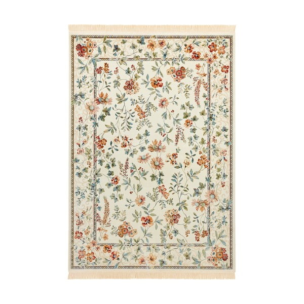 Krēmkrāsas paklājs viskozes 135x195 cm Oriental Flowers – Nouristan