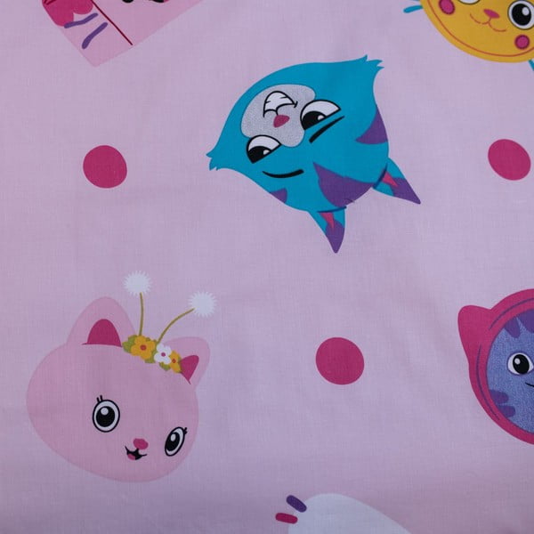 Rozā kokvilnas bērnu gultas veļa 100x135 cm Gabby's Dollhouse – Jerry Fabrics-image-4