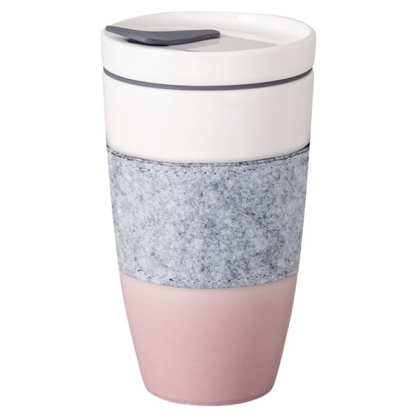 Rozā/balta porcelāna ceļojumu krūze Villeroy & Boch Like To Go, 350 ml-image-2