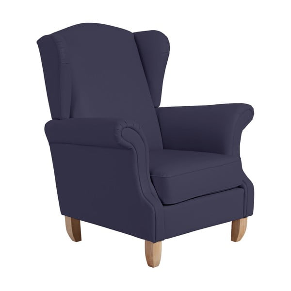 Max Winzer Verita Leather Tumši zils ādas krēsls ar ausīm