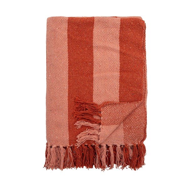 Sarkans atpūtas pleds no pārstrādātas kokvilnas 160x130 cm Frello – Bloomingville