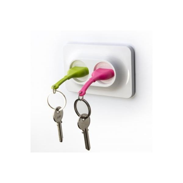 Atslēgu piekariņš ar zaļu un rozā Qualy&CO Double Unplug