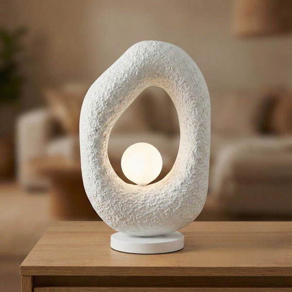 Balta metāla galda lampa (augstums 50 cm) Lore – Opviq lights-image-3