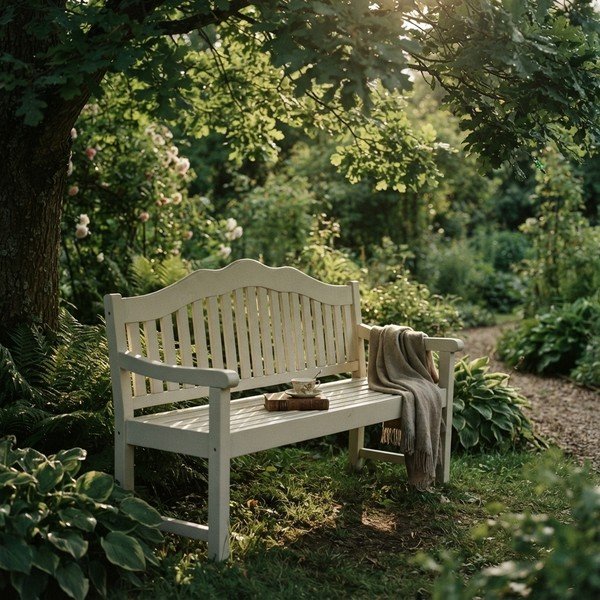 Balts masīvkoka dārza sols Austin – Garden Pleasure-image-3