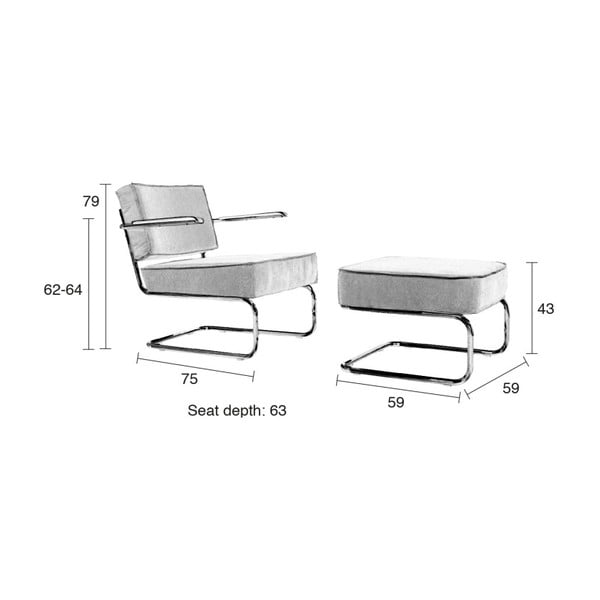 Gaiši pelēks krēsls Zuiver Rib-image-3