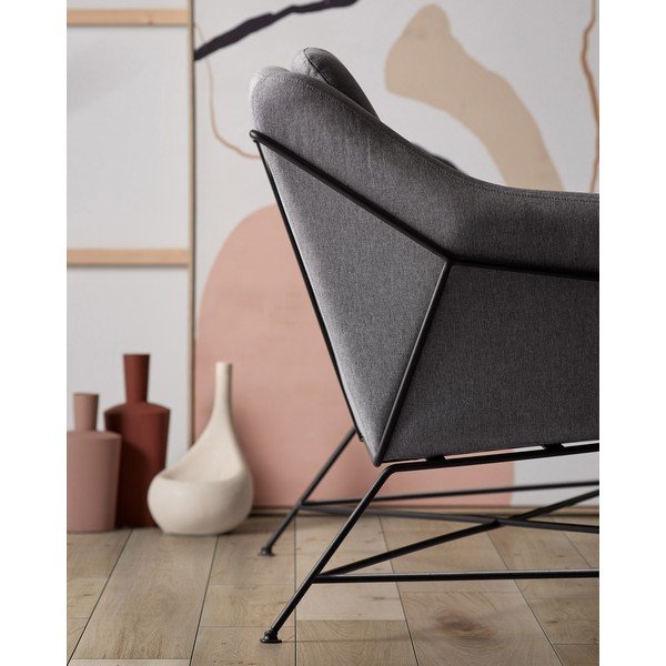 Pelēks dīvāns 128 cm Brida – Kave Home-image-2