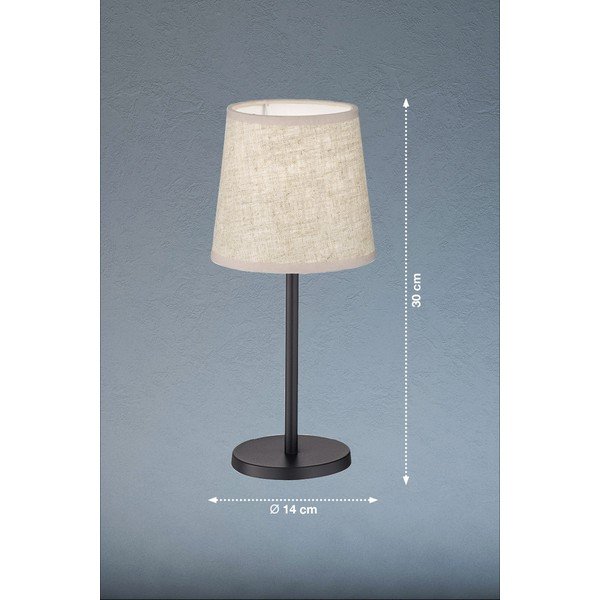 Melna/bēša galda lampa ar auduma abažūru (augstums 30 cm) Eve – Fischer & Honsel-image-2