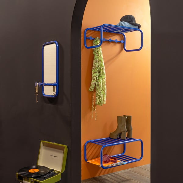 Zils metāla piekarināms apavu plaukts 72x28x35 cm Retro – Spinder Design-image-1